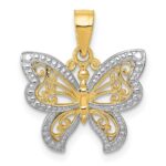 14K and White Rhodium Butterfly Charm