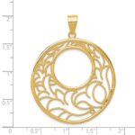 14K Wavy Floral Circle Pendant - Image 3