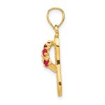 14k 3-D January/Red CZ Birthstone Flip Flop Pendant - Image 2