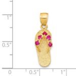 14k 3-D January/Red CZ Birthstone Flip Flop Pendant - Image 3