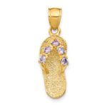 14k 3-D February/Purple CZ Birthstone Flip Flop Pendant