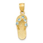 14k 3-D March/Blue CZ Birthstone Flip Flop Pendant