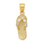 14k 3-D April/White CZ Birthstone Flip Flop Pendant