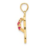 14k 3-D July/Red CZ Birthstone Flip Flop Pendant - Image 2