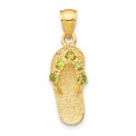 14k 3-D August/Green CZ Birthstone Flip Flop Pendant