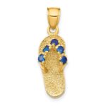 14k 3-D September/Blue CZ Birthstone Flip Flop Pendant