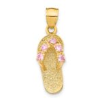 14k 3-D October/Pink CZ Birthstone Flip Flop Pendant