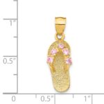 14k 3-D October/Pink CZ Birthstone Flip Flop Pendant - Image 3
