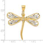 14K and White Rhodium Diamond-cut Filigree Dragonfly Pendant - Image 3