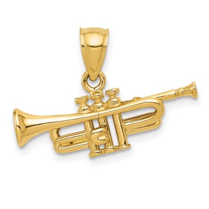 14K 3-D Trumpet Pendant