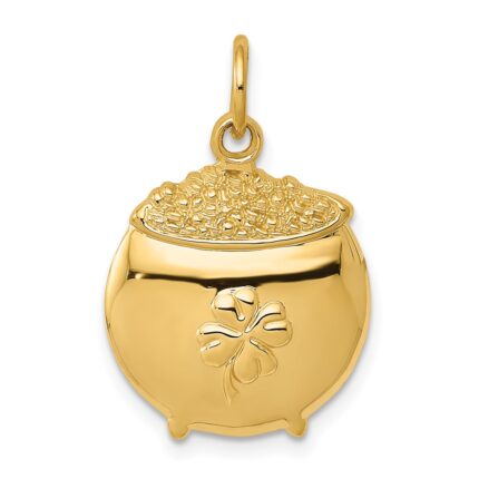 14k Pot of Gold with Clover Charm