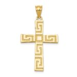 14K Greek Key Cross Pendant