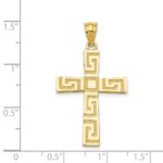 14K Greek Key Cross Pendant - Image 3