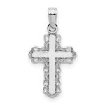 14K White Gold with Lacey Trim and Polished Center Cross Charm