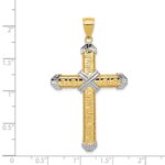 14K and White Rhodium Greek Key -X- Center Cross Pendant - Image 3