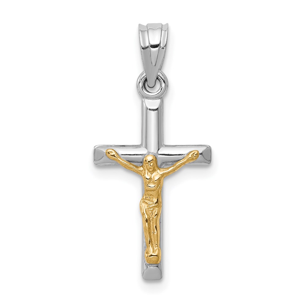 D3595.jpg 14k Two-tone Hollow Crucifix Charm - Image 1