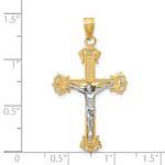 14K Two-tone Diamond-cut Crucifix Pendant - Image 3