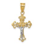 14K Two-tone INRI Fleur de Lis Crucifix Charm