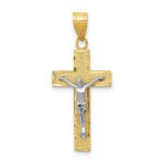 14K Two-tone Diamond-cut Crucifix Charm