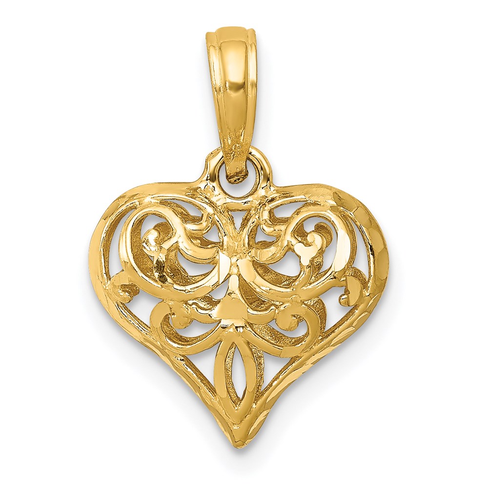 D3819.jpg 14K Polished 3-D Filigree Puffed Heart Pendant - Image 1