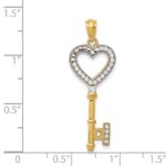 14K and White Rhodium Polished Heart Key Charm - Image 3
