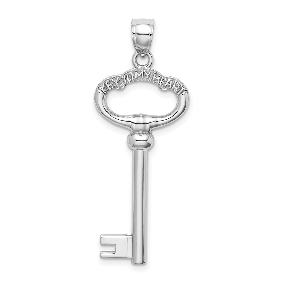 D3853W.jpg 14K White Gold 3D KEY TO MY HEART Key Charm - Image 1