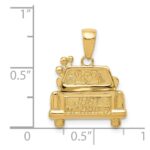 14K Polished and Textured JUST MARRIED Car Pendant - Image 3