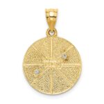 14k Two-tone Solid Satin Finish Flat Back Star of David Disc Charm - Image 3