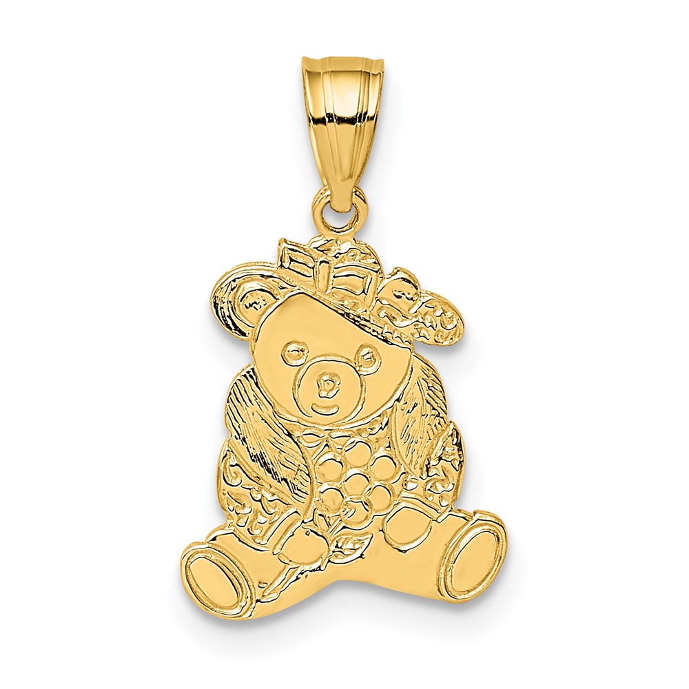 D4003.jpg 14K Dressed Up Teddy Bear Charm - Image 1