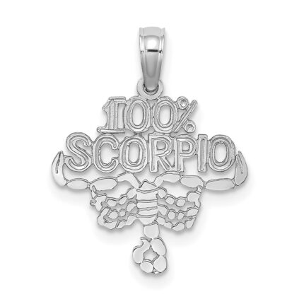 14k White Gold 100% SCORPIO Zodiac Charm
