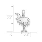 14K White Gold Polished Charleston Palm Tree with Moon Charm - Image 3