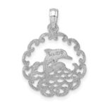 14K White Gold Cut-out Jumping Dolphins Pendant - Image 4