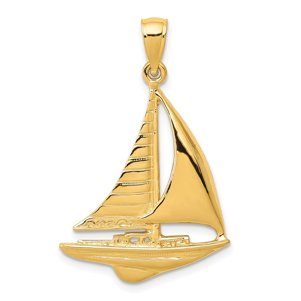 D4156.jpg 14K 2-D Sailboat Pendant - Image 1