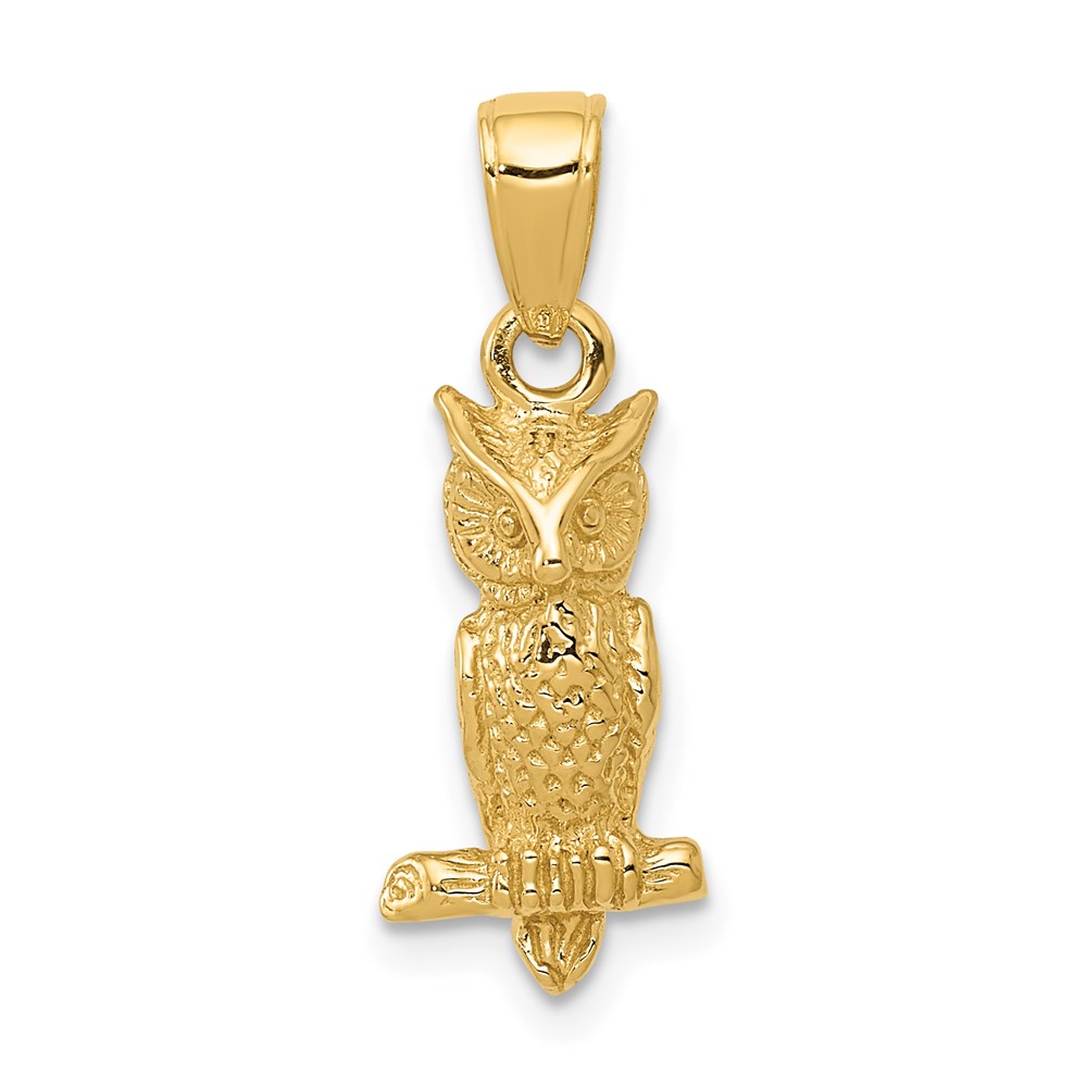 D4197.jpg 14K 3-D Owl Pendant - Image 1