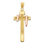 14K Tri-color Large Draped INRI Crucifix Pendant - Image 4