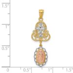 14K Two-Tone with White Rhodium Our Lady of Guadalupe and Cross Pendant - Image 3