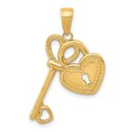 14K Polished Heart Key and Lock Charm