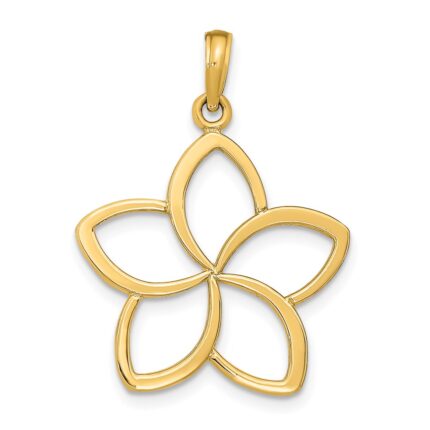 14k Polished Cut-out Plumeria Flower Pendant