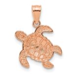 14k Rose Gold Diamond Cut Turtle Pendant - Image 3