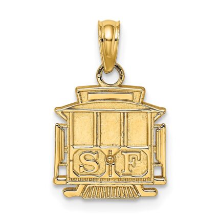 14k Polished S.F. Cable Car Charm