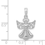 14K White Gold Polished and Textured Guardian Angel with Heart Pendant - Image 4