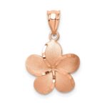 14K Rose Gold Satin Diamond-cut Plumeria Pendant