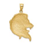 14K Brushed Diamond-cut Lion Head Pendant - Image 3