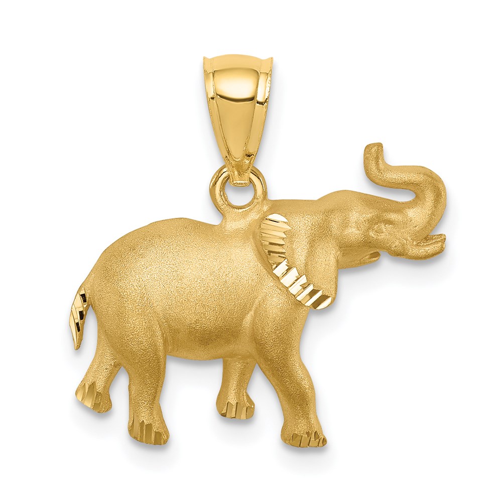 D4487.jpg 14K Brushed Diamond-cut Elephant Pendant - Image 1