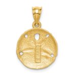 14K Brushed Diamond-Cut Sand Dollar Pendant - Image 3
