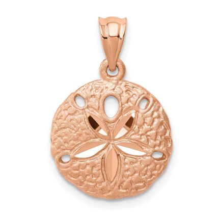 14K Rose Gold Brushed Diamond-cut Sand Dollar Pendant