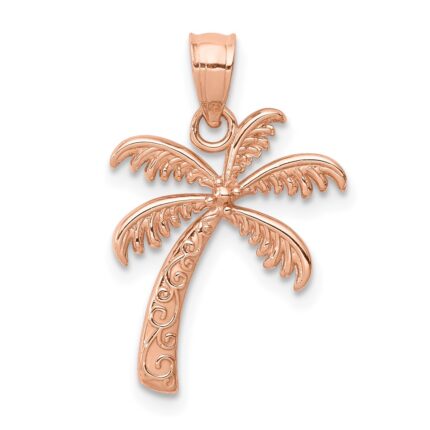 14K Rose Gold Polished Palm Tree Pendant