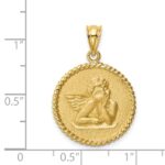 14K Brushed Angel Round Pendant - Image 4