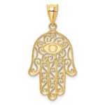 14K Polished and Enameled Hamsa and Evil Eye Pendant - Image 3
