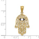 14K Polished and Enameled Hamsa and Evil Eye Pendant - Image 4